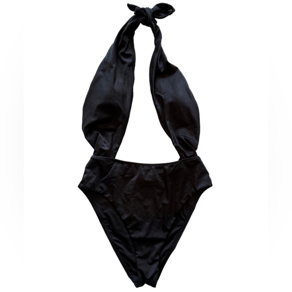Victoria's Secret Other - Victoria's Secret Black Halter Tie One-Piece Swimsuit